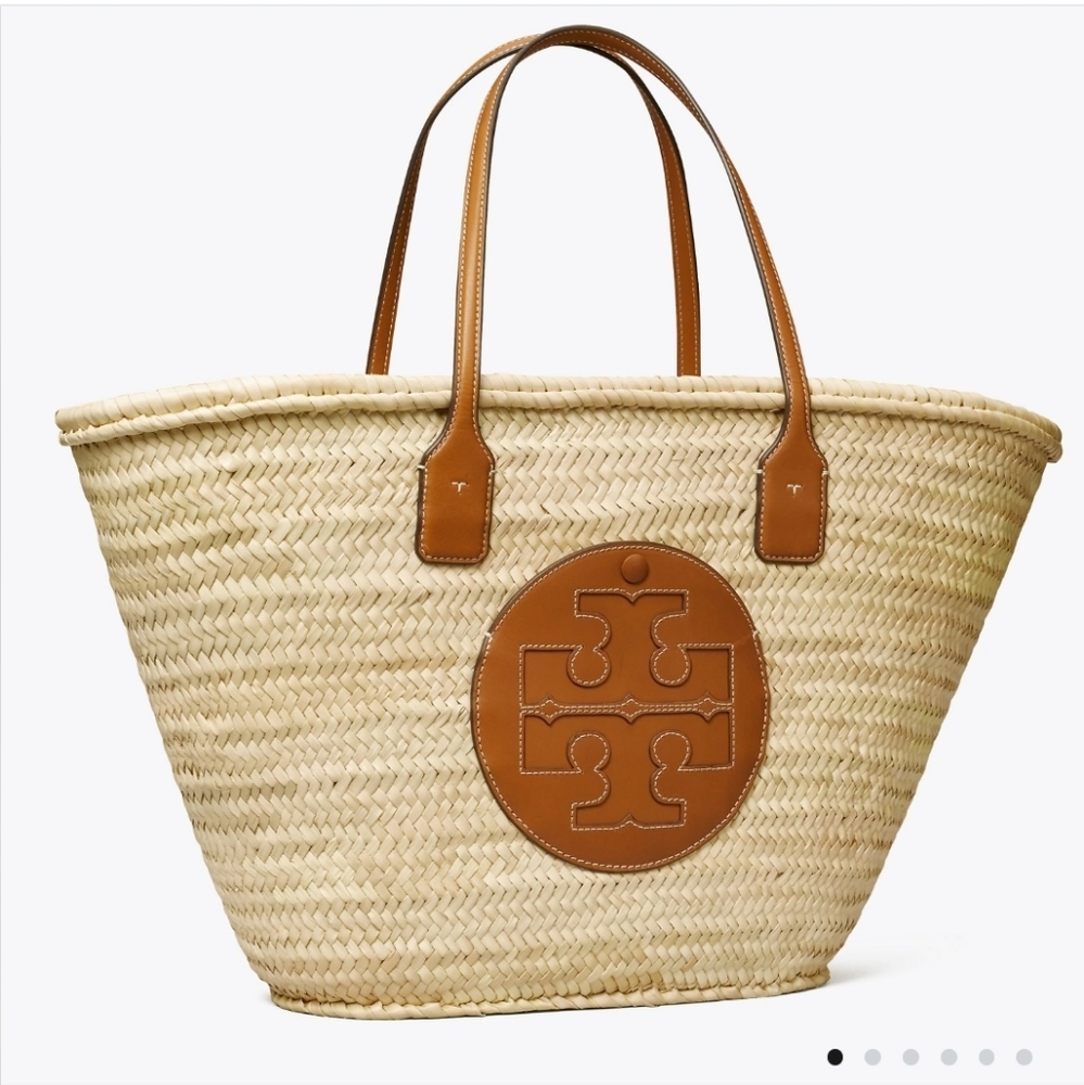 Tory Burch Ella Straw Basket Tote Bag